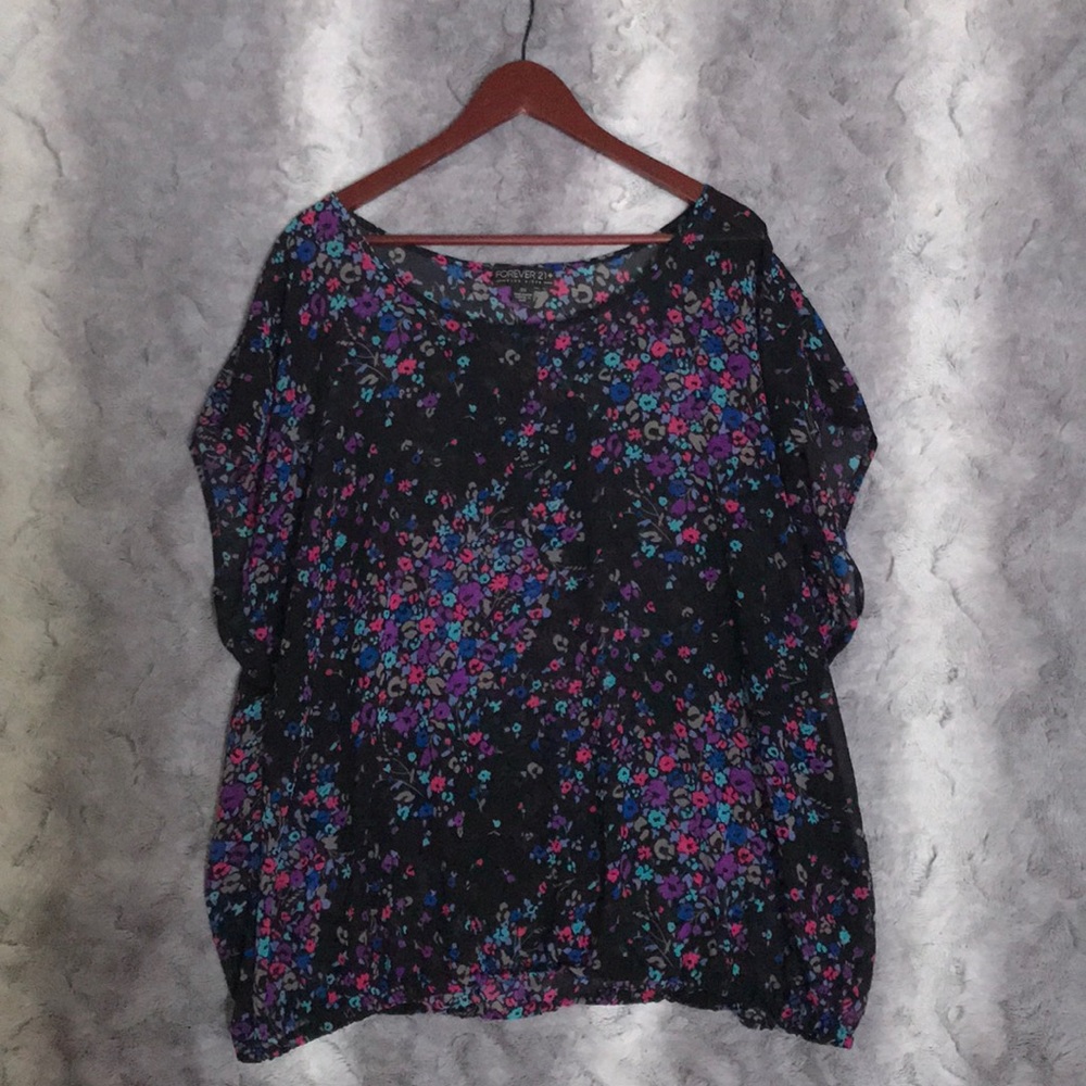 FOREVER 21+ Sheer Batwing, Rouched Top